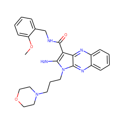 COc1ccccc1CNC(=O)c1c(N)n(CCCN2CCOCC2)c2nc3ccccc3nc12 ZINC000020403509