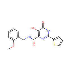 COc1ccccc1CNC(=O)c1nc(-c2cccs2)[nH]c(=O)c1O ZINC000028820278