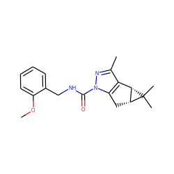 COc1ccccc1CNC(=O)n1nc(C)c2c1C[C@@H]1[C@H]2C1(C)C ZINC000103234984