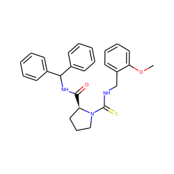 COc1ccccc1CNC(=S)N1CCC[C@H]1C(=O)NC(c1ccccc1)c1ccccc1 ZINC000013780780