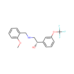 COc1ccccc1CNC[C@@H](O)c1cccc(OC(F)(F)F)c1 ZINC000014966774