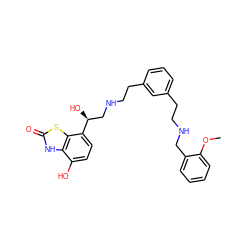 COc1ccccc1CNCCc1cccc(CCNC[C@H](O)c2ccc(O)c3[nH]c(=O)sc23)c1 ZINC000043171435