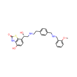 COc1ccccc1CNCc1ccc(CCNC[C@@H](O)c2ccc(O)c3[nH]c(=O)sc23)cc1 ZINC000082149295