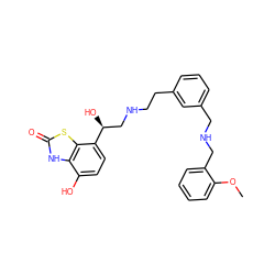 COc1ccccc1CNCc1cccc(CCNC[C@H](O)c2ccc(O)c3[nH]c(=O)sc23)c1 ZINC000059083343