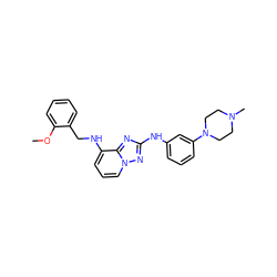 COc1ccccc1CNc1cccn2nc(Nc3cccc(N4CCN(C)CC4)c3)nc12 ZINC000096169888