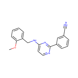 COc1ccccc1CNc1ccnc(-c2cccc(C#N)c2)n1 ZINC000004265202