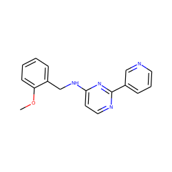 COc1ccccc1CNc1ccnc(-c2cccnc2)n1 ZINC000004266855