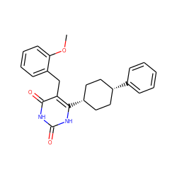 COc1ccccc1Cc1c(=O)[nH]c(=O)[nH]c1[C@H]1CC[C@@H](c2ccccc2)CC1 ZINC000254132369