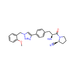 COc1ccccc1Cn1cc(-c2ccc(C[C@H](N)C(=O)N3CCC[C@H]3C#N)cc2)nn1 ZINC000096283309