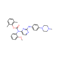 COc1ccccc1N(C(=O)Oc1c(C)cccc1C)c1ccnc(Nc2ccc(N3CCN(C)CC3)cc2)n1 ZINC000014965406