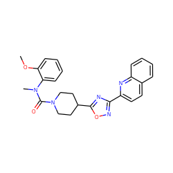 COc1ccccc1N(C)C(=O)N1CCC(c2nc(-c3ccc4ccccc4n3)no2)CC1 ZINC000072179893