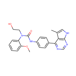 COc1ccccc1N(CCO)C(=O)Nc1ccc(-c2ncnc3[nH]cc(C)c23)cc1 ZINC000299871095