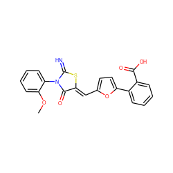 COc1ccccc1N1C(=N)S/C(=C\c2ccc(-c3ccccc3C(=O)O)o2)C1=O ZINC000008443149