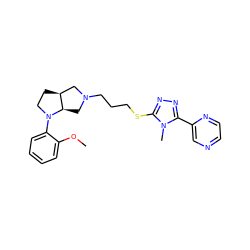 COc1ccccc1N1CC[C@H]2CN(CCCSc3nnc(-c4cnccn4)n3C)C[C@H]21 ZINC000653725010