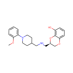 COc1ccccc1N1CCC(CNC[C@@H]2COc3cccc(O)c3O2)CC1 ZINC000013799855