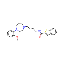 COc1ccccc1N1CCCN(CCCCNC(=O)c2cc3ccccc3s2)CC1 ZINC000096270629
