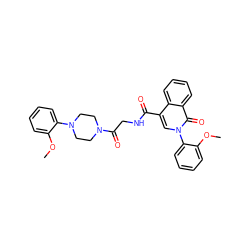 COc1ccccc1N1CCN(C(=O)CNC(=O)c2cn(-c3ccccc3OC)c(=O)c3ccccc23)CC1 ZINC000009775525