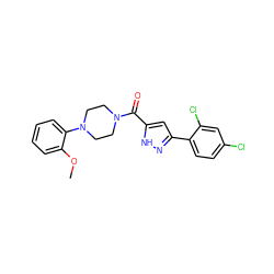 COc1ccccc1N1CCN(C(=O)c2cc(-c3ccc(Cl)cc3Cl)n[nH]2)CC1 ZINC000071316023