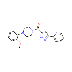 COc1ccccc1N1CCN(C(=O)c2cc(-c3ccccn3)n[nH]2)CC1 ZINC000071316716