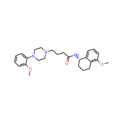 COc1ccccc1N1CCN(CCCC(=O)N[C@H]2CCCc3c(OC)cccc32)CC1 ZINC000013586505