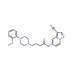 COc1ccccc1N1CCN(CCCC(=O)Nc2ccn3ncc(C#N)c3c2)CC1 ZINC001772600265