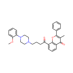 COc1ccccc1N1CCN(CCCC(=O)c2cccc3c(=O)c(C)c(-c4ccccc4)oc23)CC1 ZINC000013761789