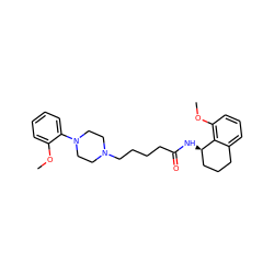 COc1ccccc1N1CCN(CCCCC(=O)N[C@@H]2CCCc3cccc(OC)c32)CC1 ZINC000013586525