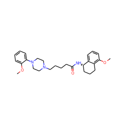 COc1ccccc1N1CCN(CCCCC(=O)N[C@H]2CCCc3c(OC)cccc32)CC1 ZINC000013586507