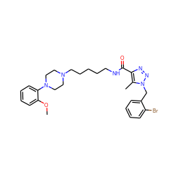 COc1ccccc1N1CCN(CCCCCNC(=O)c2nnn(Cc3ccccc3Br)c2C)CC1 ZINC000028604043