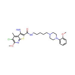 COc1ccccc1N1CCN(CCCCCNC(=O)c2sc3nc(OC)c(Cl)c(C)c3c2N)CC1 ZINC000169332684