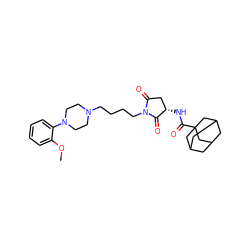 COc1ccccc1N1CCN(CCCCN2C(=O)C[C@H](NC(=O)C34CC5CC(CC(C5)C3)C4)C2=O)CC1 ZINC000101047318