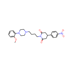 COc1ccccc1N1CCN(CCCCN2C(=O)CC(c3ccc([N+](=O)[O-])cc3)CC2=O)CC1 ZINC000072173422