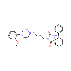 COc1ccccc1N1CCN(CCCCN2C(=O)N[C@@]3(CCCC[C@@H]3c3ccccc3)C2=O)CC1 ZINC000474609323