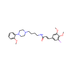 COc1ccccc1N1CCN(CCCCNC(=O)/C=C/c2cc(I)c(OC)c(OC)c2)CC1 ZINC000027299325