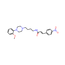 COc1ccccc1N1CCN(CCCCNC(=O)/C=C/c2ccc([N+](=O)[O-])cc2)CC1 ZINC000013526281