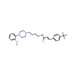 COc1ccccc1N1CCN(CCCCNC(=O)/C=C/c2ccc(C(C)(C)C)cc2)CC1 ZINC000013526291