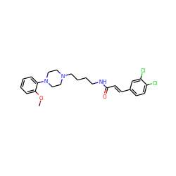 COc1ccccc1N1CCN(CCCCNC(=O)/C=C/c2ccc(Cl)c(Cl)c2)CC1 ZINC000013526333