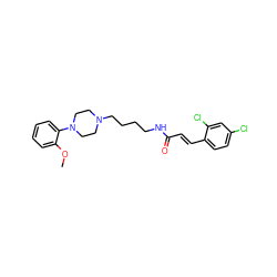 COc1ccccc1N1CCN(CCCCNC(=O)/C=C/c2ccc(Cl)cc2Cl)CC1 ZINC000013526336