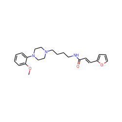 COc1ccccc1N1CCN(CCCCNC(=O)/C=C/c2ccco2)CC1 ZINC000013526355