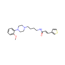 COc1ccccc1N1CCN(CCCCNC(=O)/C=C/c2ccsc2)CC1 ZINC000013526351