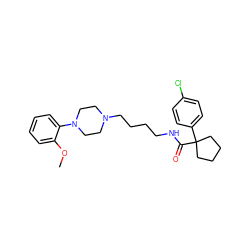 COc1ccccc1N1CCN(CCCCNC(=O)C2(c3ccc(Cl)cc3)CCCC2)CC1 ZINC000013526234