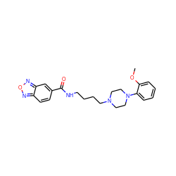 COc1ccccc1N1CCN(CCCCNC(=O)c2ccc3nonc3c2)CC1 ZINC000013679119