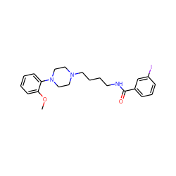 COc1ccccc1N1CCN(CCCCNC(=O)c2cccc(I)c2)CC1 ZINC000013526191