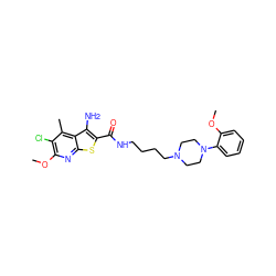 COc1ccccc1N1CCN(CCCCNC(=O)c2sc3nc(OC)c(Cl)c(C)c3c2N)CC1 ZINC000169332470