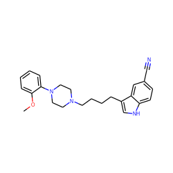 COc1ccccc1N1CCN(CCCCc2c[nH]c3ccc(C#N)cc23)CC1 ZINC000013582503