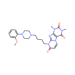 COc1ccccc1N1CCN(CCCCn2c(=O)ccn3c4c(=O)n(C)c(=O)n(C)c4nc23)CC1 ZINC000013678553