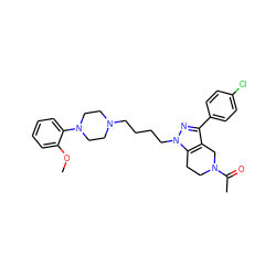 COc1ccccc1N1CCN(CCCCn2nc(-c3ccc(Cl)cc3)c3c2CCN(C(C)=O)C3)CC1 ZINC000013583190