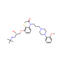 COc1ccccc1N1CCN(CCCN2C(=O)CSc3c(OC[C@@H](O)CNC(C)(C)C)cccc32)CC1 ZINC000027524064