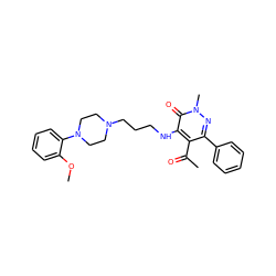 COc1ccccc1N1CCN(CCCNc2c(C(C)=O)c(-c3ccccc3)nn(C)c2=O)CC1 ZINC000013863385