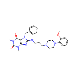 COc1ccccc1N1CCN(CCCNc2nc3c(c(=O)n(C)c(=O)n3C)n2Cc2ccccc2)CC1 ZINC000103209291